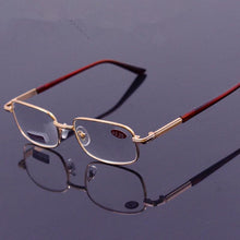 Load image into Gallery viewer, Rectangle Style Stainless Steel Material Spring Hinges Includes Tinted Blue Light Blocking Readers Men Reading Glasses Women Crystal Glass Lenses+0.50 to +100 +200 +250 +600