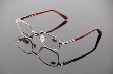 Load image into Gallery viewer, Rectangle Style Stainless Steel Material Spring Hinges Includes Tinted Blue Light Blocking Readers Men Reading Glasses Women Crystal Glass Lenses+0.50 to +100 +200 +250 +600
