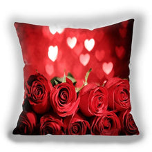 将图片加载到图库查看器,Red Flower Cushion Pillow Covers Love Pillow Covers Decorative Linen Square Couple Cushion Cases Home Decor Polyester Throw Pillow Case Super Soft Short Plush Cushion Cover Festive Home Decorative Cushions 45X45CM
