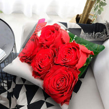 将图片加载到图库查看器,Red Flower Cushion Pillow Covers Love Pillow Covers Decorative Linen Square Couple Cushion Cases Home Decor Polyester Throw Pillow Case Super Soft Short Plush Cushion Cover Festive Home Decorative Cushions 45X45CM
