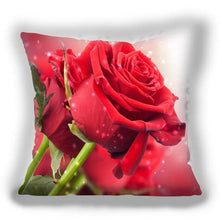将图片加载到图库查看器,Red Flower Cushion Pillow Covers Love Pillow Covers Decorative Linen Square Couple Cushion Cases Home Decor Polyester Throw Pillow Case Super Soft Short Plush Cushion Cover Festive Home Decorative Cushions 45X45CM
