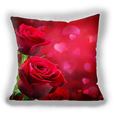 将图片加载到图库查看器,Red Flower Cushion Pillow Covers Love Pillow Covers Decorative Linen Square Couple Cushion Cases Home Decor Polyester Throw Pillow Case Super Soft Short Plush Cushion Cover Festive Home Decorative Cushions 45X45CM