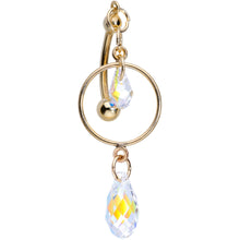 Load image into Gallery viewer, 14K Gold Reversible Dangle Belly Ring Created with Crystals