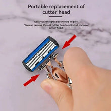 Load image into Gallery viewer, Replacement Razor Blades Safety Shaver Set with Anti-Slip Metal Handle with 1 Razor + 36 Blades