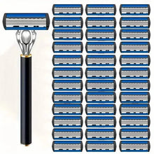 Load image into Gallery viewer, Replacement Razor Blades Safety Shaver Set with Anti-Slip Metal Handle with 1 Razor + 36 Blades