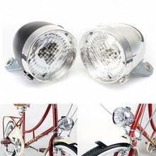 Load image into Gallery viewer, Retro Bicycle Retro Headlight Waterproof Perspective Strong Body Warning Safety Headlight Classical Cool Silver/Black Cycling Bicycle Headlight Retro Front Vintage Bike Light Night Riding Safety Head Lamp