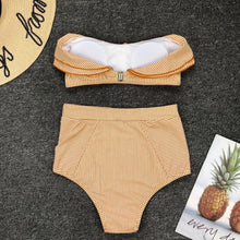 Load image into Gallery viewer, Retro Blue White Striped High Waist Bikini Lady Swimwear Women Swimsuit Female Ruffle Swim Bathing Suit Piece Vintage High Waist Bikini Set Ruffled Swimsuits For Women Bathing Suits