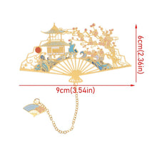 Load image into Gallery viewer, Retro Carving Brass Bookmark Tassel Pendant Book Clip Metal Pagination Mark Student Gift Stationery School Supply Metal Creative Bookmark Chinese Style Unique Vintage Series Gift For Reader Student