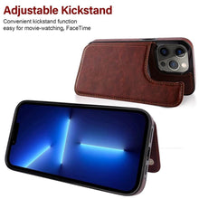 Load image into Gallery viewer, Retro PU Flip Leather Case For iPhone 14 13 12 11 Pro Max Multi Card Holder Case Cover Card Holder Leather Card Double Magnetic Closure Durable Iphone Cover