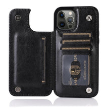 Load image into Gallery viewer, Retro PU Flip Leather Case For iPhone 14 13 12 11 Pro Max Multi Card Holder Case Cover Card Holder Leather Card Double Magnetic Closure Durable Iphone Cover