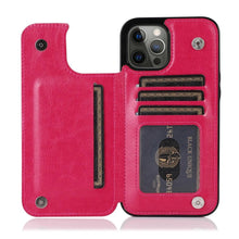 Load image into Gallery viewer, Retro PU Flip Leather Case For iPhone 14 13 12 11 Pro Max Multi Card Holder Case Cover Card Holder Leather Card Double Magnetic Closure Durable Iphone Cover