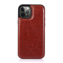 Load image into Gallery viewer, Retro PU Flip Leather Case For iPhone 14 13 12 11 Pro Max Multi Card Holder Case Cover Card Holder Leather Card Double Magnetic Closure Durable Iphone Cover