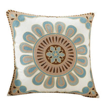 将图片加载到图库查看器,100% Cotton Embroidery Flower Pattern Pillow Cover Home Decoration Sofa Cushion Cover Housewarming Gift Pillow Case Decorative Embroidered Pillow Cover Handmade Cotton Cover For Throw Pillows Beautiful Modern Floral Patterns 45x45cm