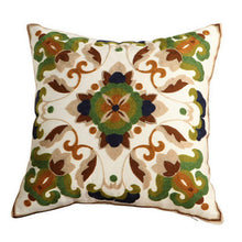 将图片加载到图库查看器,100% Cotton Embroidery Flower Pattern Pillow Cover Home Decoration Sofa Cushion Cover Housewarming Gift Pillow Case Decorative Embroidered Pillow Cover Handmade Cotton Cover For Throw Pillows Beautiful Modern Floral Patterns 45x45cm