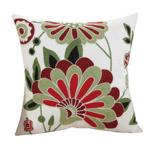 将图片加载到图库查看器,100% Cotton Embroidery Flower Pattern Pillow Cover Home Decoration Sofa Cushion Cover Housewarming Gift Pillow Case Decorative Embroidered Pillow Cover Handmade Cotton Cover For Throw Pillows Beautiful Modern Floral Patterns 45x45cm