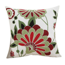 将图片加载到图库查看器,100% Cotton Embroidery Flower Pattern Pillow Cover Home Decoration Sofa Cushion Cover Housewarming Gift Pillow Case Decorative Embroidered Pillow Cover Handmade Cotton Cover For Throw Pillows Beautiful Modern Floral Patterns 45x45cm