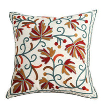 将图片加载到图库查看器,100% Cotton Embroidery Flower Pattern Pillow Cover Home Decoration Sofa Cushion Cover Housewarming Gift Pillow Case Decorative Embroidered Pillow Cover Handmade Cotton Cover For Throw Pillows Beautiful Modern Floral Patterns 45x45cm