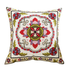 将图片加载到图库查看器,100% Cotton Embroidery Flower Pattern Pillow Cover Home Decoration Sofa Cushion Cover Housewarming Gift Pillow Case Decorative Embroidered Pillow Cover Handmade Cotton Cover For Throw Pillows Beautiful Modern Floral Patterns 45x45cm