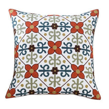 将图片加载到图库查看器,100% Cotton Embroidery Flower Pattern Pillow Cover Home Decoration Sofa Cushion Cover Housewarming Gift Pillow Case Decorative Embroidered Pillow Cover Handmade Cotton Cover For Throw Pillows Beautiful Modern Floral Patterns 45x45cm