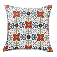 将图片加载到图库查看器,100% Cotton Embroidery Flower Pattern Pillow Cover Home Decoration Sofa Cushion Cover Housewarming Gift Pillow Case Decorative Embroidered Pillow Cover Handmade Cotton Cover For Throw Pillows Beautiful Modern Floral Patterns 45x45cm