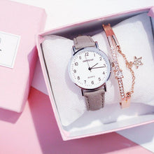 Load image into Gallery viewer, Retro Trendy Atmosphere Quartz Watch Fashion Casual Female Student Watch Ultra Thin Digital Dial Woman Children Set Bracelet Watch Leather Band Luxury Quartz Watches Fashion Creative Watch