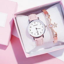Load image into Gallery viewer, Retro Trendy Atmosphere Quartz Watch Fashion Casual Female Student Watch Ultra Thin Digital Dial Woman Children Set Bracelet Watch Leather Band Luxury Quartz Watches Fashion Creative Watch