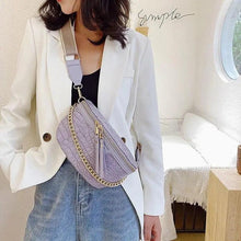 Load image into Gallery viewer, Retro Waist Bag PU Leather Fanny Pack Purse Leather with Gold Chain Strap Stylish Waist Pack Women Belt Bag Multifunctional Chest Bag