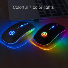Load image into Gallery viewer, Retro Wireless Mouse RGB Rechargeable Mouse Wireless Computer Mute Mouse Portable Mobile Optical Office Mouse with USB LED Backlit Gaming Office Mouse Laptop