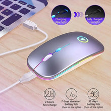 Load image into Gallery viewer, Retro Wireless Mouse RGB Rechargeable Mouse Wireless Computer Mute Mouse Portable Mobile Optical Office Mouse with USB LED Backlit Gaming Office Mouse Laptop