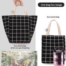 Load image into Gallery viewer, Reusable Lunch Bag Insulated Lunch Box Canvas Fabric with Aluminum Foil