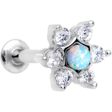 Load image into Gallery viewer, 5/16 White Faux Opal Internally Threaded Star Flower Labret Monroe