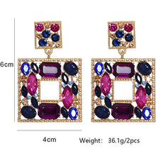 Load image into Gallery viewer, Rhinestone Square Drop Earrings