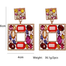 Load image into Gallery viewer, Rhinestone Square Drop Earrings