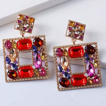 Load image into Gallery viewer, Rhinestone Square Drop Earrings