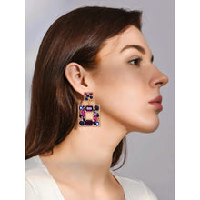 Load image into Gallery viewer, Rhinestone Square Drop Earrings