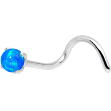 Load image into Gallery viewer, 20G Blue Faux Opal Pronged Left Nose Screw