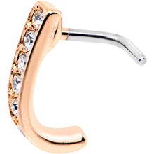 将图片加载到图库查看器,18G Clear CZ Rose Gold Tone Sleek Faux Hoop L Shaped Nose Ring
