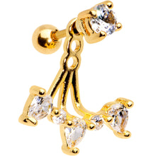 Load image into Gallery viewer, 1/4 Clear CZ Gem Gold PVD Fan Dangle Cartilage Tragus Piercing