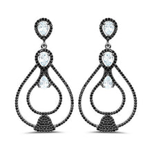 Load image into Gallery viewer, 8.81 Carat Genuine Blue Topaz and Black Spinel .925 Sterling Silver Earrings