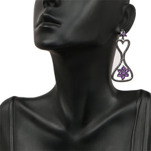 Load image into Gallery viewer, 6.31 Carat Genuine Amethyst & Black Spinel .925 Sterling Silver Earrings