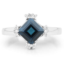 Load image into Gallery viewer, 1.99 Carat Genuine London Blue Topaz & White Topaz .925 Sterling Silver Ring