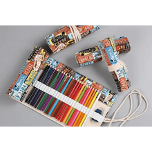 将图片加载到图库查看器,Roll Up Canvas Wrap Pencil Bag For Students Stylish Stationary Storage Pouch Unique Pencil Case For School