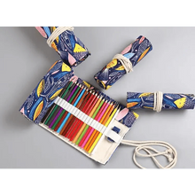 将图片加载到图库查看器,Roll Up Canvas Wrap Pencil Bag For Students Stylish Stationary Storage Pouch Unique Pencil Case For School