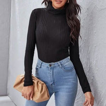 Load image into Gallery viewer, Rolled Neck Rib-knit Tee