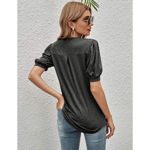 Load image into Gallery viewer, Romanstii Women Casual V-neck T-Shirts Loose Puff Short