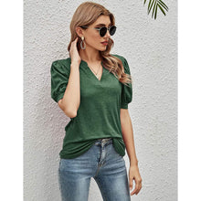 Load image into Gallery viewer, Romanstii Women Casual V-neck T-Shirts Loose Puff Short