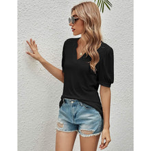 Load image into Gallery viewer, Romanstii Women Casual V-neck T-Shirts Loose Puff Short