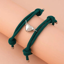 将图片加载到图库查看器,Romantic 2pcs/set Heart Magnetic Couple Bracelets Men Women Classic Black White Paired Lovers Braclet Adjustable Matching Braided Rope Bracelet Promise Friendship Bracelet Gifts For Girlfriend