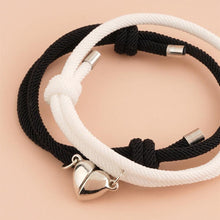 将图片加载到图库查看器,Romantic 2pcs/set Heart Magnetic Couple Bracelets Men Women Classic Black White Paired Lovers Braclet Adjustable Matching Braided Rope Bracelet Promise Friendship Bracelet Gifts For Girlfriend