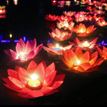 Load image into Gallery viewer, Romantic Lotus Lamps Wishing Water Floating Candle Light Birthday Wedding Party Decoration Lotus LED Candle Floating Candle Lights Up When It Meets Water Battery Powered Flameless Candle Light Waterproof Night Light For Festival Wedding Home Garden Pond